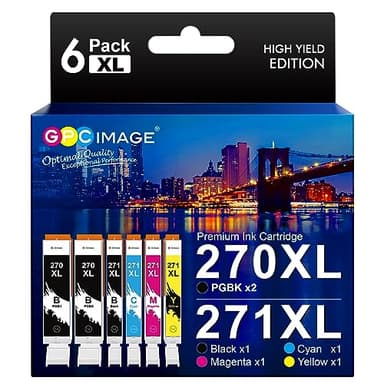 GPC Image PGI-270XL CLI-271XL Replacement for Canon 270 271 Ink Cartridges Compatible for Canon Pixma MG7720 TS9020 TS6020 MG6821 MG6820 TS5020 (PGBK Black Cyan Magenta Yellow, 6 Pack) - Image 1