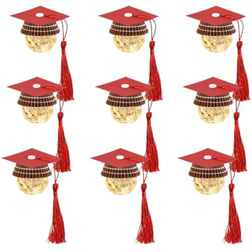 POUYRBA Graduation Cap Chocolate Decorations, 50pcs Black and Dark Blue 2025 Graduation Party Set for Chocolates Candies (red) - Image 1