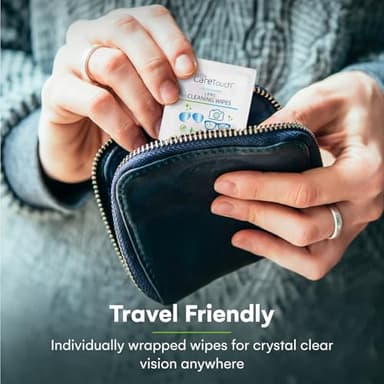 Care Touch Lens Wipes for Eyeglasses- 210 Count Individually Wrapped Pre- Moistened Wipes, 5 x 6 Inch- Camera Lens, Sunglasses and Glasses Cleaner,- Gentle and Portable for Cleaning of Optical Devices - Image 7