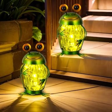 Starsoul 2 Pack Frog Hanging Solar Lantern Outdoor Waterproof, Decorative Frog Solar Mason Jar Lights, Frog Lights Decor for Garden Yard Patio Tabletop - Image 2
