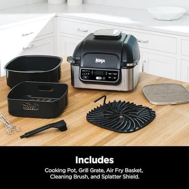 Ninja | Indoor Grill | Foodi | 5-in-1 (Grill, Air Fry, Roast, Bake, and Dehydrate | Fits up to 3lb Roast | Smoke Control System and Dishwasher Safe Parts| Black/Grey | AG301 - Image 12