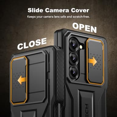 TONGATE for Z Fold 6 Case, [with S Pen Slot & Hinge Protection] [Tempered Glass Screen Protector] Full-Body Military Drop Phone Case for Samsung Galaxy Z Fold 6 with Stand & Belt Clip, Titanium Black - Image 3