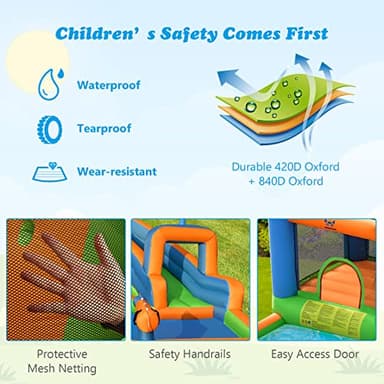 BOUNTECH Inflatable Water Slide Bounce House, Kids Water Park Jump Castle w/Large Splash Pool, 2 Climbing Walls, Water Slides Inflatables for Kids, Water Bounce House for Outdoor Backyard Party Gifts - Image 3
