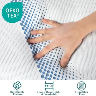 BreezeRest Queen Mattress Medium Firm 12 Inch Memory Foam Colchones Bed in a Box Cooling Gel Green Tea Queen Size Mattress with Breathable Soft Fabric Cover CertiPUR-US Pressure Relieving - Image 5