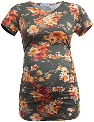 Smallshow Women's Maternity Tops Side Ruched Tunic T-Shirt Pregnancy Clothes - Image 4