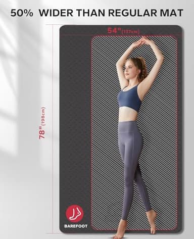 HAPBEAR Extra Large Yoga Mat - 78"x54"x6mm (1/4 inch), Non-Slip, Durable, Eco-Friendly, Thick Wide Exercise Mat for Home Workouts, Yoga, Pilates, Stretching, Meditation (Barefoot Exercise) - Image 2