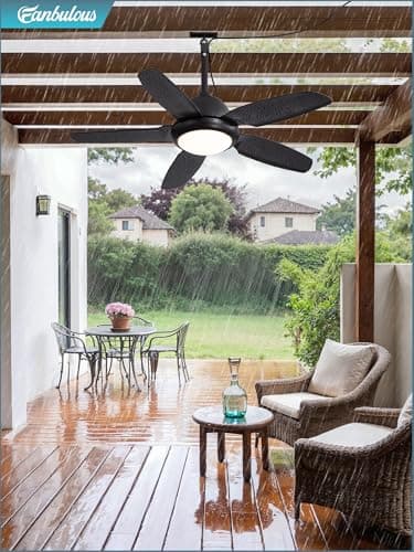 Fanbulous 42 Inch Waterproof Outdoor Ceiling Fan with Lights and Remote,IP65 Hanging Gazebo Fan with 3CCT 6-Speed DC Motor,Black Wet Rated Plug in Ceiling Fan with Cord for Patios Porch Pergola - Image 7