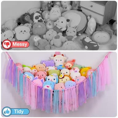 FIOBEE Stuffed Animals Net or Hammock with LED Light, Toy Hammock Hanging Stuffed Animals Storage Organizer Holder Room Décor for Nursery Kids Bedroom - Image 5