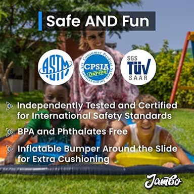 JAMBO XL Premium 20Ft Slip Splash and Slide with 2 Bodyboards, Heavy Duty Water Slide with Advanced 3-Way Water Sprinkler System, Backyard Waterslide, Splash Mat, Outdoor Water Toys n Slides for Kids - Image 7