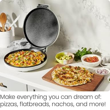 Chefman Everything Maker & Pizza Oven – 1440W Countertop Electric Pizza Maker with 12” Nonstick Cooking Plates, Plus Makes Quesadillas, Omelettes and More, with Indicator Lights and Vertical Storage - Image 2