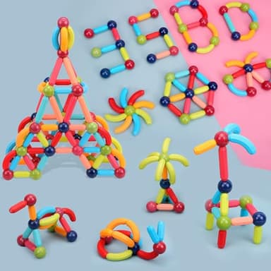 COUOMOXA Magnetic Building Blocks for Kids: Magnetic Stick Montessori Game for 3 4 5 Years Old Toddlers - STEM Starter Toy for Kids Age 3-5 Preschool - Birthday Gift for Boys Girls - Image 2