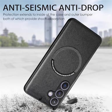 NUVAVO Case for Galaxy S24 Phone, Magsafe Compatible [ Anti Slip ] Leather Texture Drop Protection Magnetic Cover for Samsung S24 - Black - Image 5