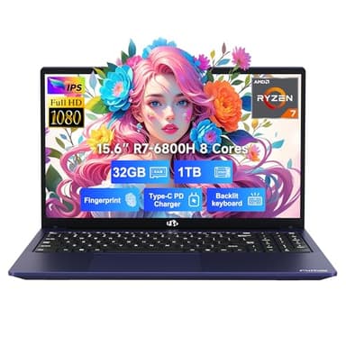 NIMO 15.6" IPS FHD-Gaming-Laptop, 8 Cores AMD Ryzen 7 6800H 32GB DDR5 RAM 1TB SSD (Beat Intel i7-12700H, Up to 4.7GHz) AMD Radeon 680M GPU-Computer with 100W Type-C Backlit Keyboard - Image 1