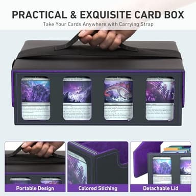 4-Row Trading Card Storage Box, Bulk Cards Case for 3200+ Mtg tcg Magic Playing Game Card Organizer, Commander Deck Box with 4 Supports & 24 Dividers & Strap & 101 Sleeves - Image 4