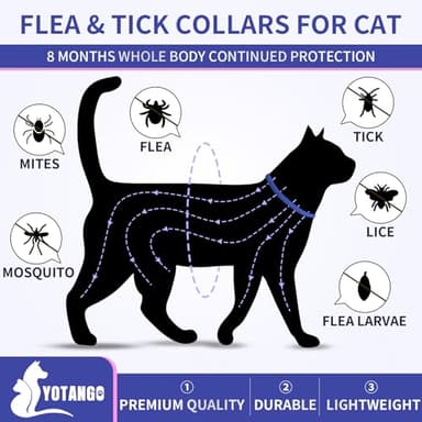 4 Pack Flea Collar for Cats, 32 Months Flea and Tick Prevention for Cats, Waterproof Cat Flea Collar, Natural Cat Flea and Tick Treatment, Adjustable Flea and Tick Collar for Cats Kittens(Blue&Pink) - Image 2