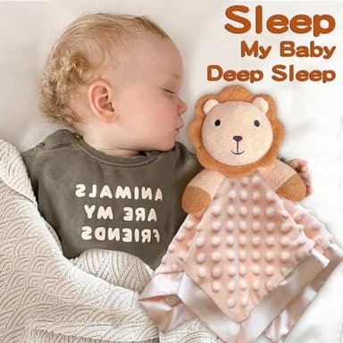 Loveys for Babies, Soft Baby Security Blanket Lovies for Babies, Stuffed Animals Blankie for Newborn Infant with Baby Snuggle Toy, Baby Boys Gilrs Gifts Lion Security Blanket 16 Inch - Image 5