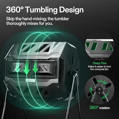 VIVOSUN Outdoor Tumbling Composter Dual Rotating Batch Compost Bin, 43 Gallon Black Door - Image 4