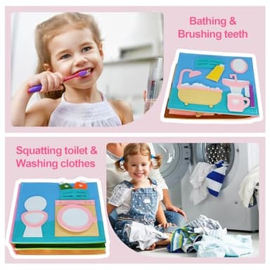 BizyKoady Montessori Felt Busy Book Toddlers Quiet Book Preschool Early Learning Educational Travel Toys for Kids Age 2 3 4 5 6 Years Travel Essentials Daily House Learning Activities Girls - Image 5