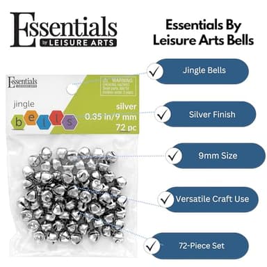 Essentials By Leisure Arts Arts Jingle Bells 9mm Silver 72pc - Image 2