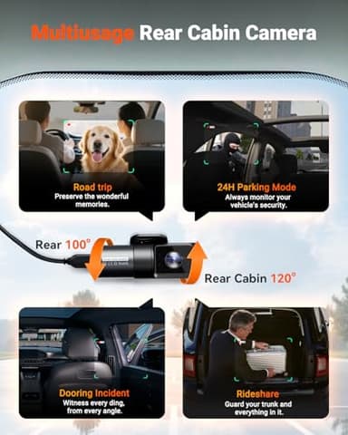 Vantrue N5S 4 Channel 360 Degree WiFi Dash Cam, STARVIS 2, IR Night Vision, 2.7K+1080P*2+1440P Front Rear Inside Dashcam, Voice Control, GPS, 24 Hours Parking Mode, LTE Support, Support 1TB Max - Image 5