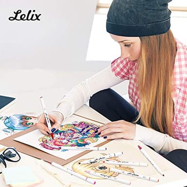 Lelix 61 Colors Alcohol Art Markers, 60 Colors Plus 1 Blender Dual Tip Permanent Marker Pens Highlighters Perfect for Kids Adults Artist Drawing Sketching Card Making & Coloring Books - Image 5
