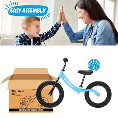 14 Inch Balance Bike for Kids 3-6 Year Old, Bike with No Pedals, Air Rubber Tires, Adjustable Height, Foot Rest, Pedalless Bicycle Boys, Girls (Blue) - Image 5