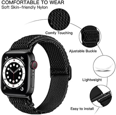 Lerobo Nylon Stretchy Solo Loop Watch Band, Compatible with Apple Watch Series 11-1, SE/Ultra 3 2 1 38/40/41/42/44/45mm/46mm/49mm, Adjustable Replacement Strap for Women Men - Image 3