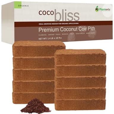 Coco Coir 650gm Bricks (10-Pack) - Organic Coco Coir for Plants - OMRI-Listed Cocopeat Bricks for Garden Soil & Potting Mixes - Coconut Fiber Mixes with Potting Soil for Indoor & Outdoor Plants - Image 1