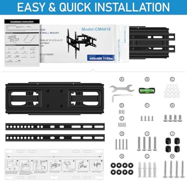 C-MOUNTS Full Motion TV Wall Mount Bracket with Articulating Dual Arm Swivel and Tilt fit 26 to 65 Inch Flat Screen TVs,Max VESA 400X400 and 110lbs,Fits up to 16" Studs - Image 7