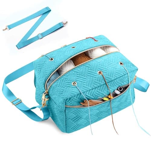 EXLIFBAG Crochet Bag, Yarn Storage Organizer with Adjustable Shoulder Straps, Yarn Bag for Crochet Accessories, Knitting Needles & Crochet Hooks - Image 1