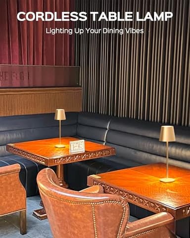 JACKYLED Cordless Table Lamps Rechargeable, 3 Adjustable Height, 5000mAh Battery Operated, 3 Colors Smooth Dimming, Portable LED Waterproof Gold Lamp for Dining, Bedroom, Outdoor (2 Pack) - Image 2