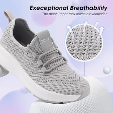 ZOVE Wide Toe Box Shoes Women Extra Wide Width Sneakers Ultra Light Road Running Shoes Non-Slip Tennis Sneakers Breathable Walking Athletic 8803 Grey 37 - Image 6