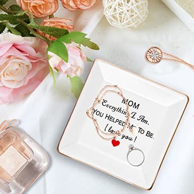 Mothers Day Mom Gifts from Daughter Son,Jewelry Tray Ceramic Ring Dish Decorative Presents for Mother,Personalized Birthday Gifts for Mama Wife from Husband Kids,Unique Present for Mom Wife Women Her - Image 2