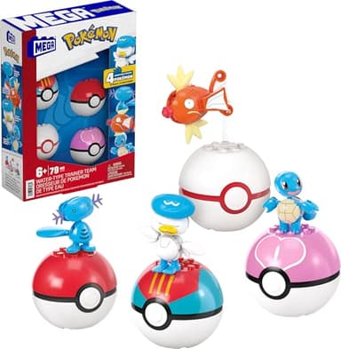 MEGA Pokémon Action Figure Building Toys Set, Water-Type Trainer Team with 79 Pieces, 2 Inches Tall, for Kids - Image 1