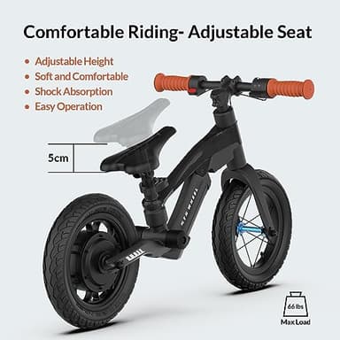 5TH WHEEL K8 Electric Bike for Kids, 250W Electric Balance Bike Ages 3-5 Years Old, Kid Electric Motorcycle with 3 Speed Modes, 12 inch Inflatable Tire and Adjustable Seat - Image 8