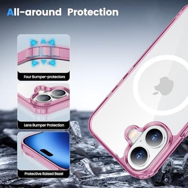 Temdan Designed for iPhone 16 Case, [Compatible with Magsafe][Anti-Yellowing][Military-Grade Protection] Shockproof Protection Slim Cover, Pink - Image 4