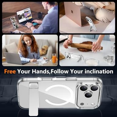 SPIDERCASE Magnetic for iPhone 17 Pro Max Case,with [3 Stand Ways] [Military Grade Drop Protection] with Invisible Stand Shockproof Slim Case for iPhone 17 Pro Max 6.9",Clear - Image 8