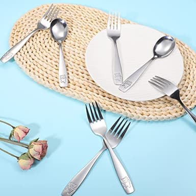 Pimoys 9-Piece Toddler Silverware Set - Stainless Steel Kids Forks & Spoons, Dishwasher Safe - Image 7