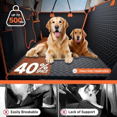 YFChangle Hard Bottom Dog Car Seat Cover for Back Seat – Waterproof Nonslip Hammock Extender for Trucks & SUVs, Heavy Duty Pet Protector, Black Oxford Fabric - Image 2