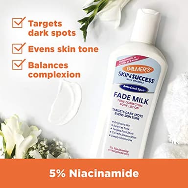 Palmer's Skin Success Anti-Dark Spot Fade Milk Body Lotion, 8.5 Oz, Moisturizer with Niacinamide, Fades Age Spots, Helps Uneven Skin Tone & Hyperpigmentation, Dermatologist Approved - Image 5
