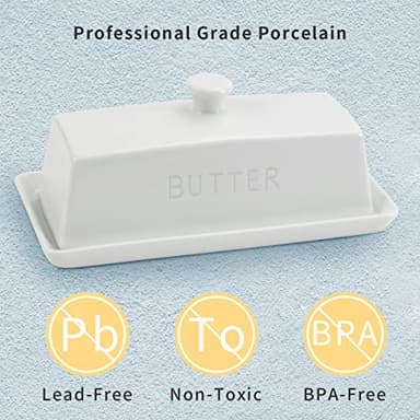 Ceramic Butter Dish with Lid - SGAOFIEE Porcelain Butter Dish with Lid and Knife for Countertop, Perfect for 1 Stick of East Coast Butter - Image 5