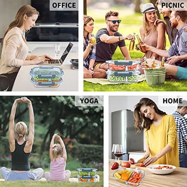 KOMUEE 10 Packs 30oz Glass Meal Prep Containers 2 Compartments,Glass Food Storage Containers with Lids,Airtight Lunch Bento Boxes,Microwave,Oven,Freezer and Dishwasher Safe - Image 5