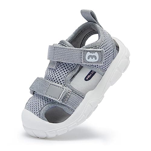 BMCiTYBM Toddler Boy Girl Closed Toe Summer Sandals Lightweight Shoes Infant Non-Slip First Walking Sneakers 6 9 12 18 24 Months Grey Size 7 Toddler - Image 1