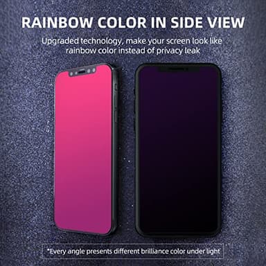 EGKimBa Privacy Screen Protector compatible with iPhone 11 or iPhone XR, 6.1 inch Gradient Colorful Electroplated Anti-Spy Anti-Blue Light Easy Installation Tempered Glass - Image 3