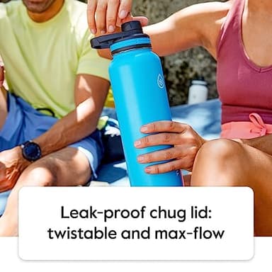 ThermoFlask Bottle with Spout Lid - Stainless Steel Water Bottles with Double-Wall Insulation & BPA-Free Spout Lids - Leak-Proof Reusable Bottles & Lids - 40 oz, Gray Pine (2 Pack) - Image 6