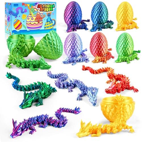 Impossmaker 6PCS 3D Dragon Eggs with Dragon Inside, Easter Basket Stuffers Mini Egg Set Articulated Unique Easter Basket Essentials for Adults Kids - Image 1