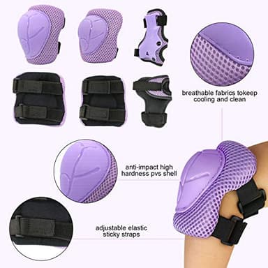 CELOID Kids Helmet Pad Set,Adjustable Kids Skateboard Bike Helmet Knee & Elbow Pads Wrist Guards 5-8 Years Kid Protective Gear Set for Girls Boys Bicycle Bike Roller Skating Scooter Rollerblade Sport - Image 5