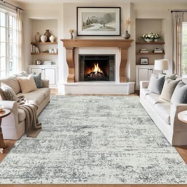 8x10 Area Rugs for Living Room - Washable Rug Modern Abstract Soft Large Neutral Non-Slip Carpet Indoor Floor Stain Resistant Thin Carpets for Bedroom Dining Room Farmhouse Nursery Home Office Grey - Image 2