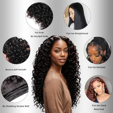 Human Hair Bundles 20 22 24 26 Inch Deep Wave Bundles Human Hair 12A 4 Bundles Human Hair 100% Unprocessed Virgin Deep Curly Human Hair Bundles Deals Real Human Hair Extensions Natural Black - Image 6