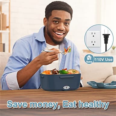 Electric Lunch Box Food Heater, 60-80W Heated Lunch Box for Adults, 12V 24V 110V Portable Food Warmer LunchBox for Car Truck Work with 304 Stainless Steel Container, Driver Trucker Gifts for Dad - Image 3